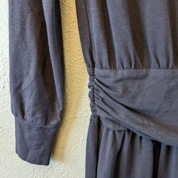 Lilla P Dark Purple Long Sleeve Rouched Dress Size S - Picture 2 of 6